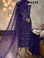 Crepe bandhni dyed kurta with handwork