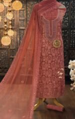 Georgette embroidered Luckhnavi kurta  with pearl work