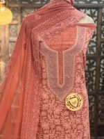 Georgette embroidered Luckhnavi kurta  with pearl work - Image 2