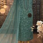 Georgette embroidered Luckhnavi kurta  with pearl work