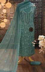 Georgette embroidered Luckhnavi kurta  with pearl work