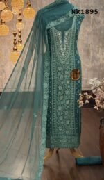 Georgette embroidered Luckhnavi kurta - Image 4