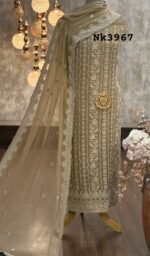 Georgette embroidered Luckhnavi kurta - Image 3