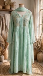 Hand Embroidered chikankari mul suit - Image 6