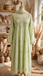 Hand Embroidered chikankari mul suit