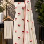 Pure Rayon cotton with heart embroidery work