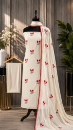 Pure Rayon cotton with heart embroidery work - Image 4