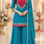 Pure georgette top with heavy real mirror