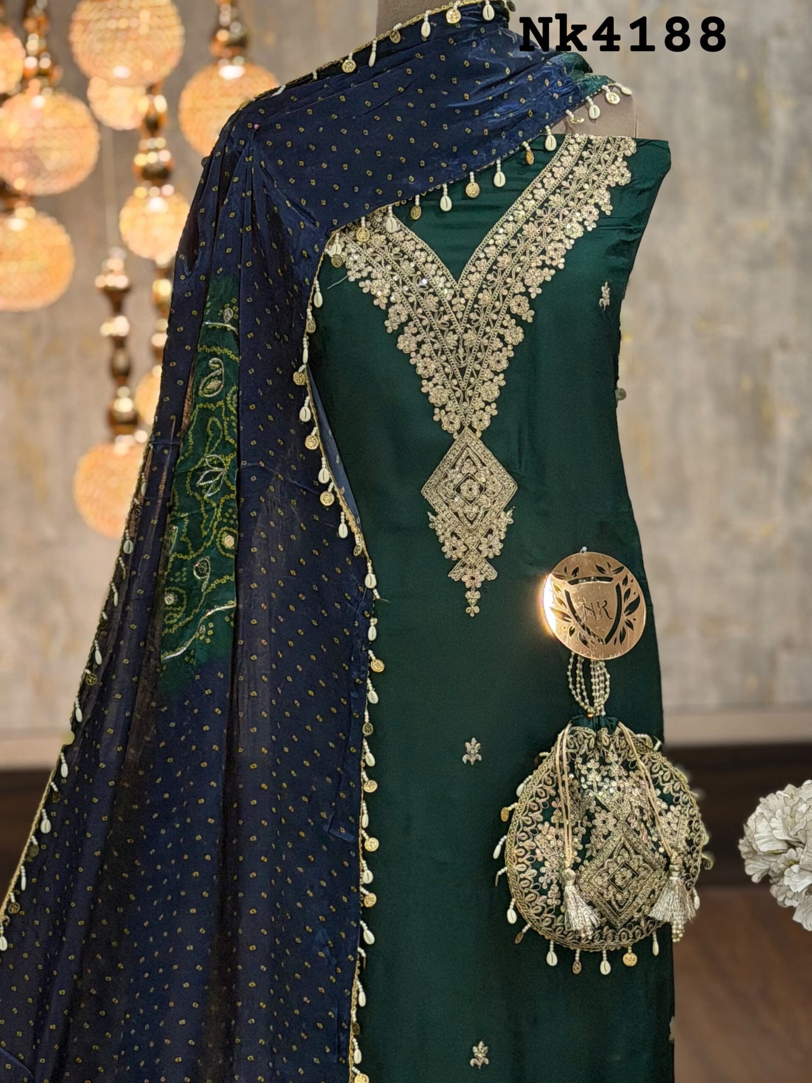 Russian silk Russian silk embroidered kurta suit - Image 1