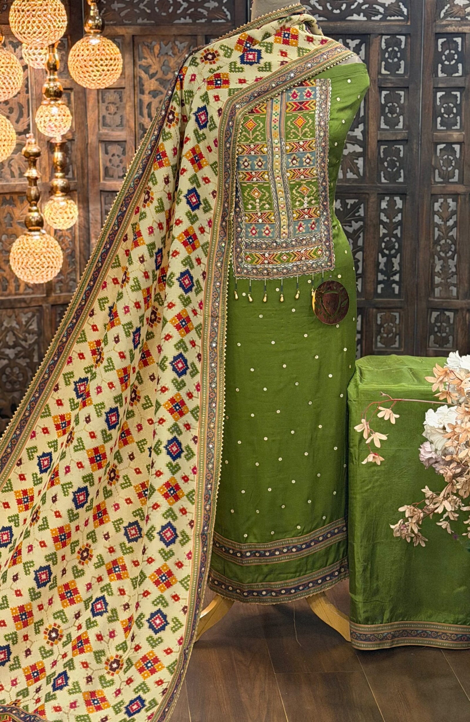 Soft gajji Silk Shirt with Patola2 Soft gajji Silk Shirt with Patola - Image 1