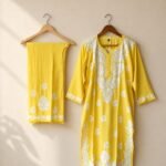 Rayon heavy work kurti with plazzo