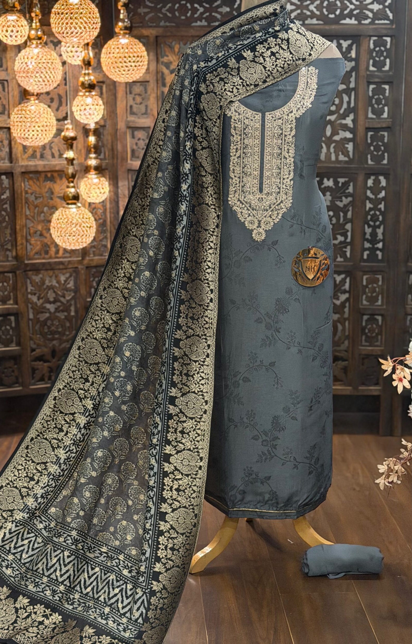 self weave & handwork 4 Dola silk kurta with self weave & handwork - Image 1